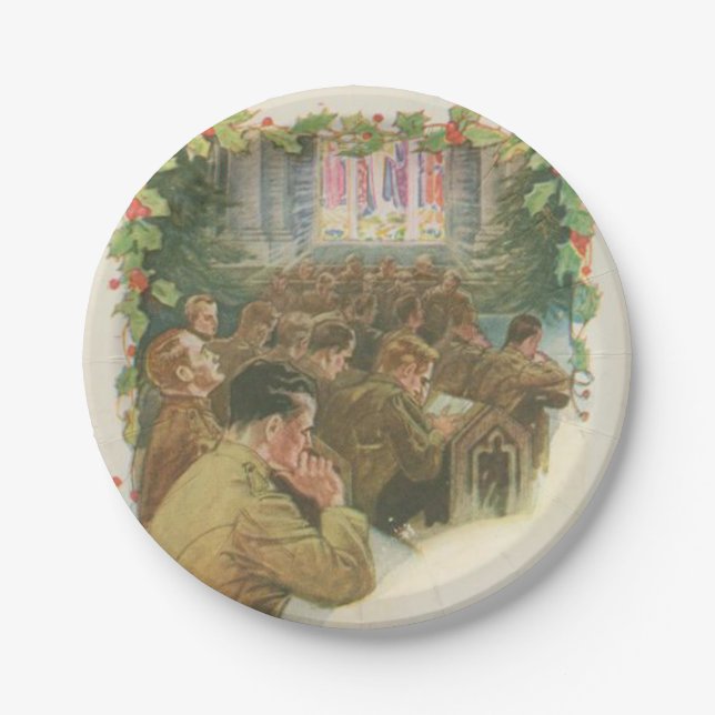 Vintages Weltkrieg-Weihnachten Pappteller (Vorderseite)