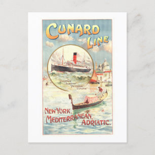 Vintages Werbeplakat für Cunard Line Postkarte