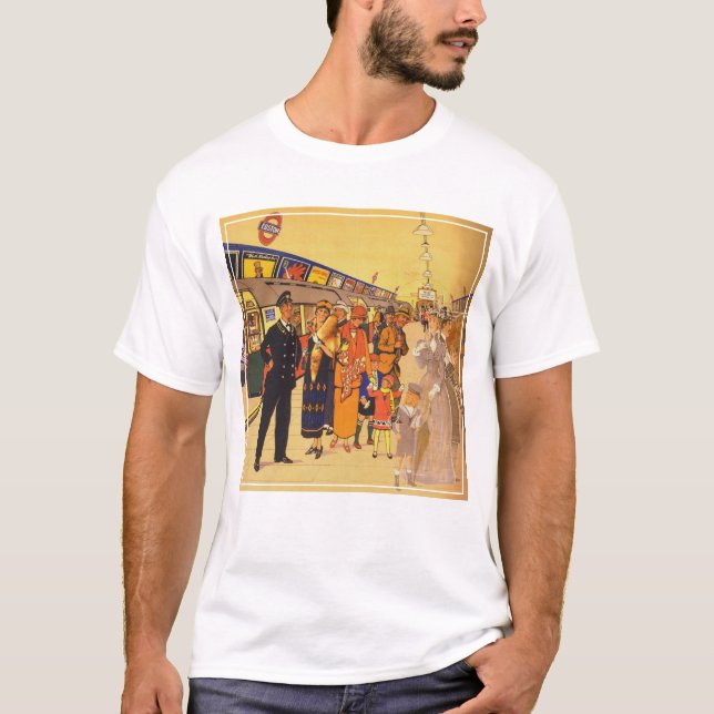 Vintages Werbeplakat für den Londoner Untergrund T-Shirt (Vorderseite)