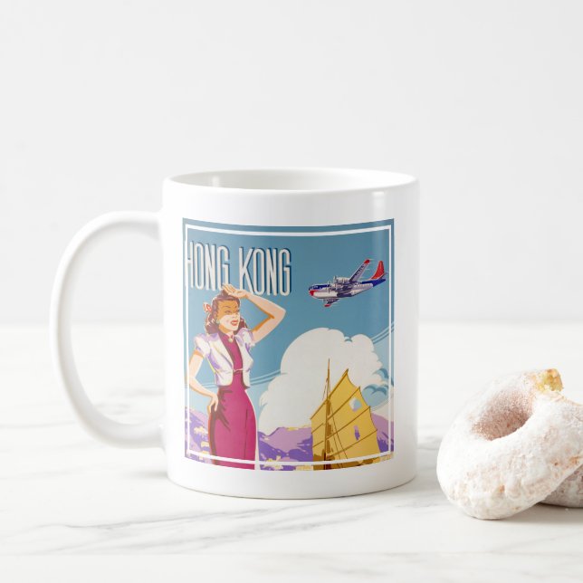 Vintages Werbeplakat für Northwest Airlines Kaffeetasse (Mit Donut)