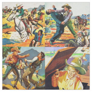 Vintages Western-Cowboy-Film-Plakat blockiert #2 Stoff