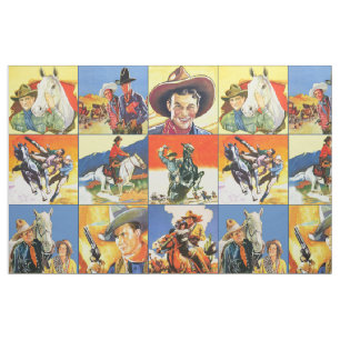 Vintages Western-Cowboy-Film-Plakat blockiert #3 Stoff