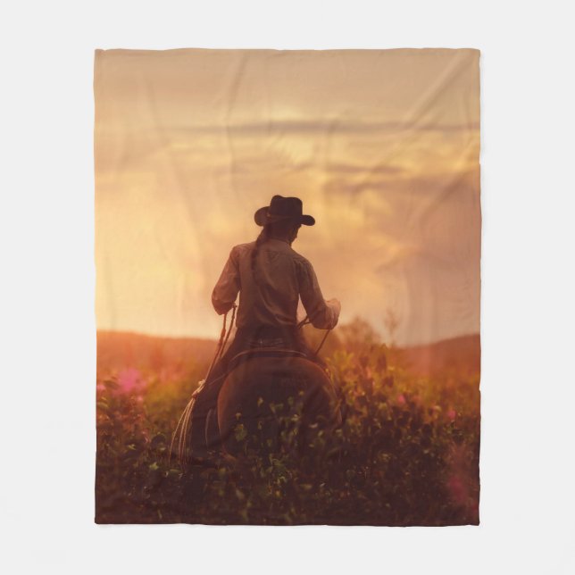 Vintages Western Cowboy-Portrait Fleecedecke (Vorderseite)