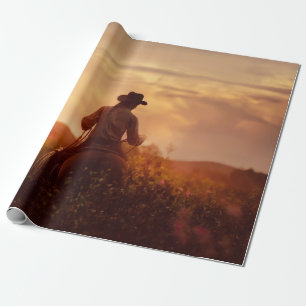 Vintages Western Cowboy-Portrait Geschenkpapier