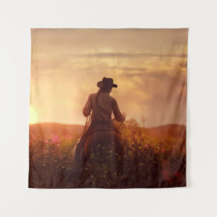 Vintages Western Cowboy-Portrait Wandteppich