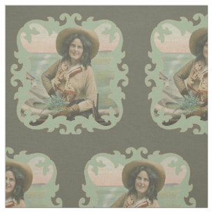 Vintages Western-Cowgirl mit breiterem Gewebe Stoff