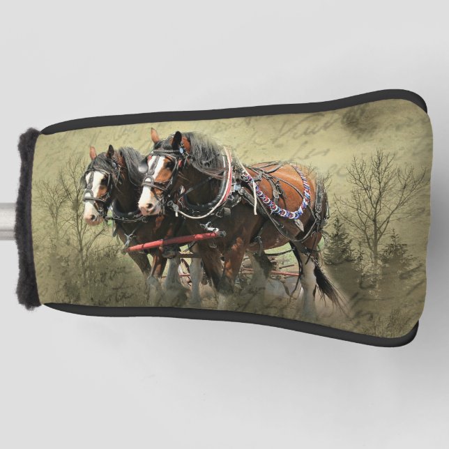Vintages Wetter Clydesdale Postkarte Golf Headcover (Vorderseite)