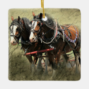 Vintages Wetter Clydesdale Postkarte Keramikornament