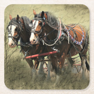 Vintages Wetter Clydesdale Postkarte Rechteckiger Pappuntersetzer