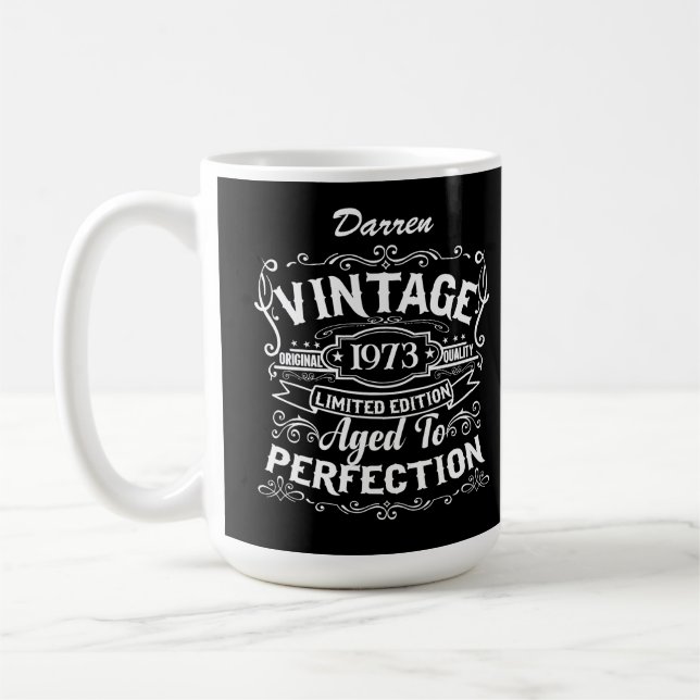 Vintages Whiskey-Etikett Personalisiert Kaffeetasse (Links)