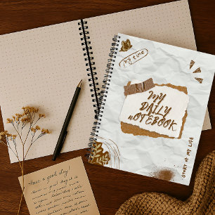 Vintages White & Brown Scrapbook Crumpled Bullet Notizbuch