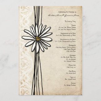 Vintages White Daisy-Hochzeitsprogramm Programm