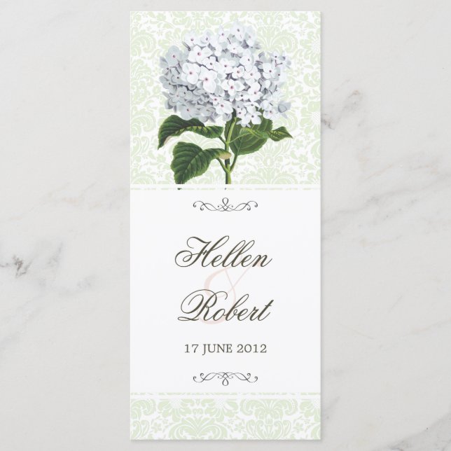 Vintages White Hydrangea Hochzeitsprogramm Programm (Vorderseite)
