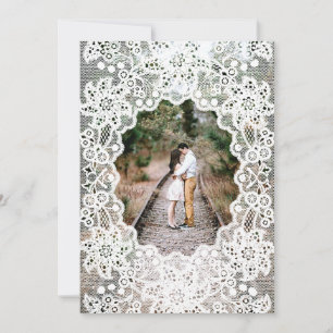 Vintages White Lace Foto Hochzeitseinladungen Einladung
