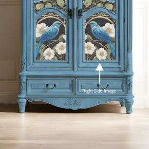 Vintages White Roses Blue Bird Jugendstil Ephemera Seidenpapier