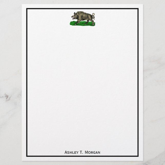 Vintages Wildschwein Zeichne BW #3C (Vorderseite)