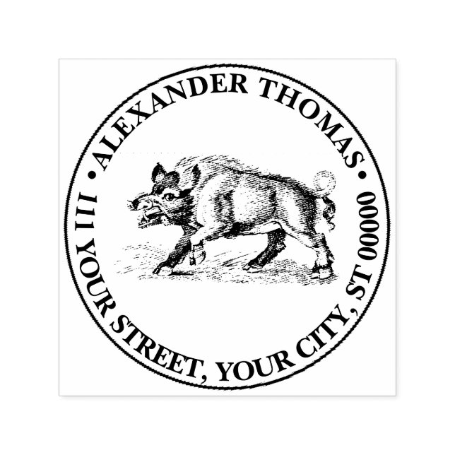 Vintages Wildschwein Zeichne BW #3C Permastempel (Design)