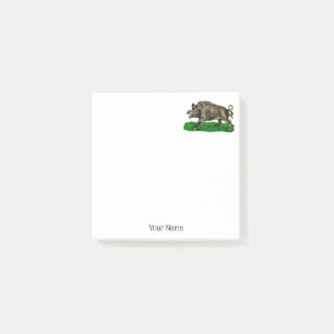 Vintages Wildschwein Zeichne BW #3C Post-it Klebezettel