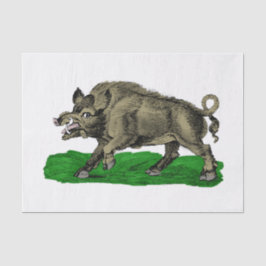 Vintages Wildschwein Zeichne BW #3C Seidenpapier