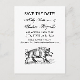 Vintages Wildschwein Zeichnend BW #2 Ankündigungspostkarte