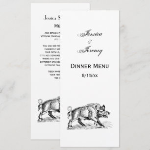 Vintages Wildschwein Zeichnend BW #2 Einladung