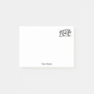 Vintages Wildschwein Zeichnend BW #2 Post-it Klebezettel