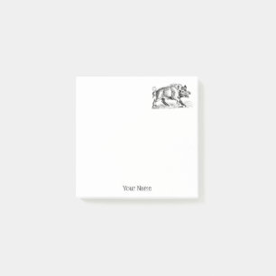 Vintages Wildschwein Zeichnend BW #2 Post-it Klebezettel