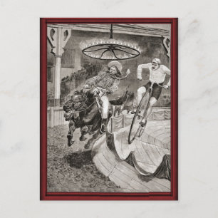 Vintages Wildwest-Radrennen Postkarte