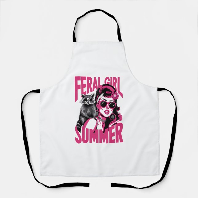 Vintages Wilhelm Mädchen Sommer Opossum Funny Racc Schürze (Vorderseite)