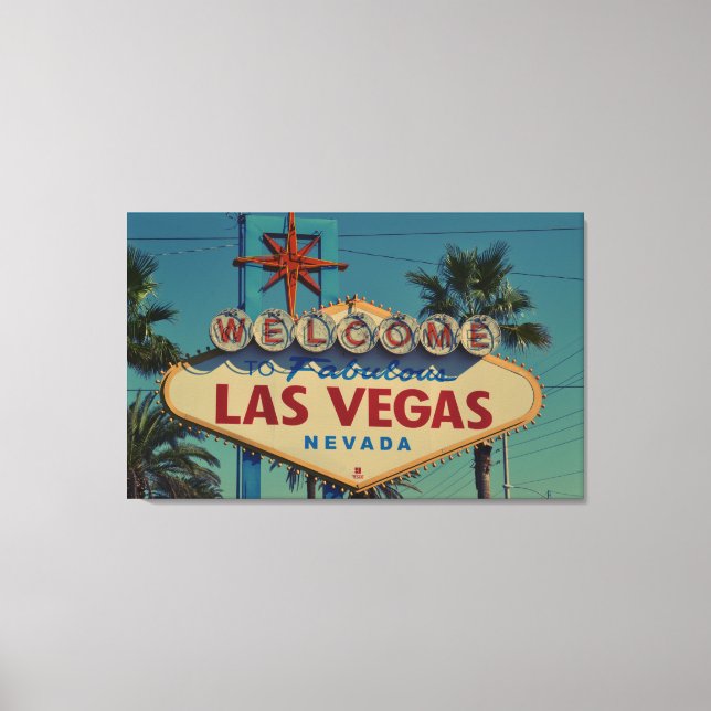 Vintages Willkommen in Las Vegas Wall Art Leinwanddruck (Vorderseite)
