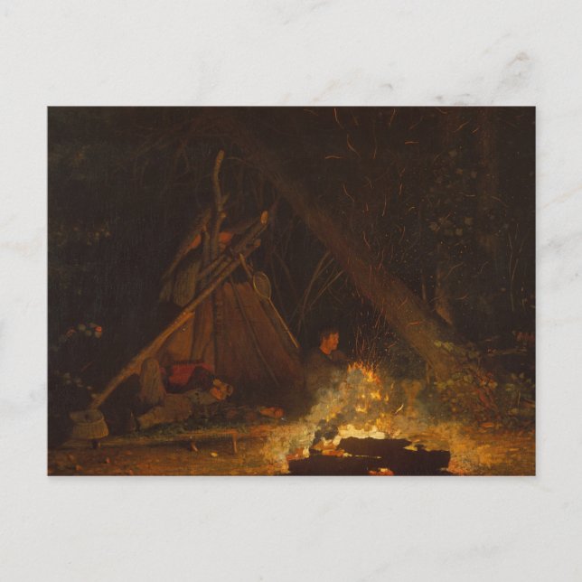 Vintages Winslow Homer Camp Feuer Postkarte (Vorderseite)
