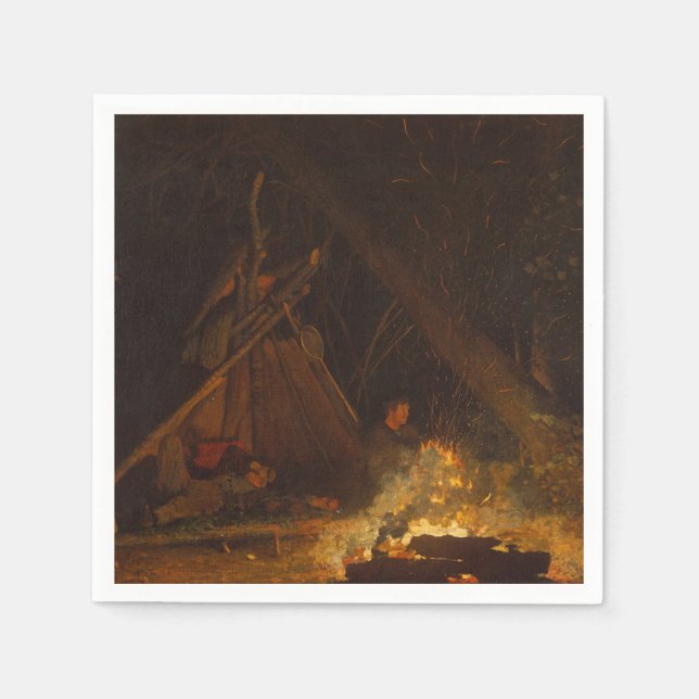 Vintages Winslow Homer Camp Feuer Serviette (Vorderseite)