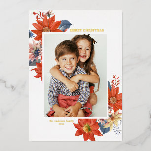 Vintages Winter Botanicals Foto Frohe Weihnachten Folien Feiertagskarte