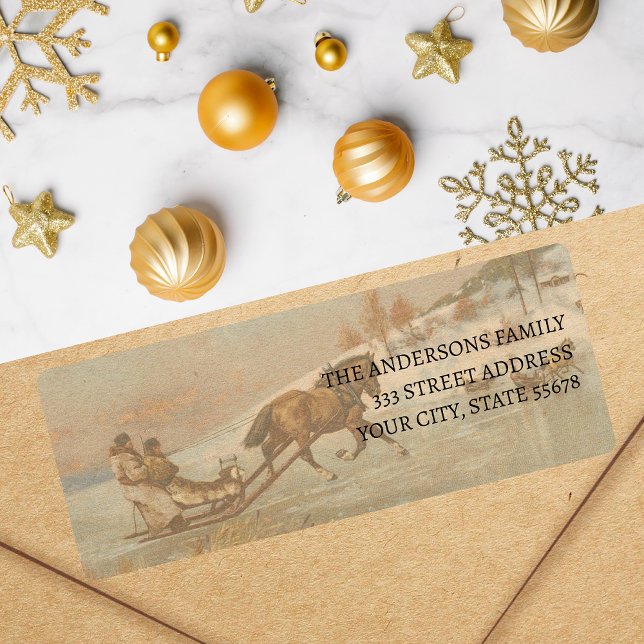 Vintages Winter-Pferd - Schlittelfahrt Label (Von Creator hochgeladen)