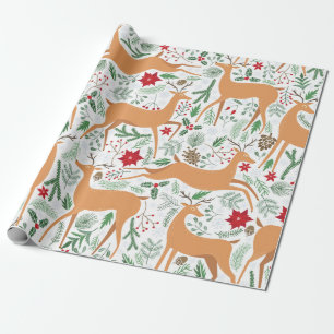 Vintages Winterhirschmuster. Weihnachtsba Geschenkpapier