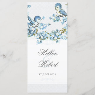 Vintages Winterhochzeitprogramm für Blaue Vögel Programm