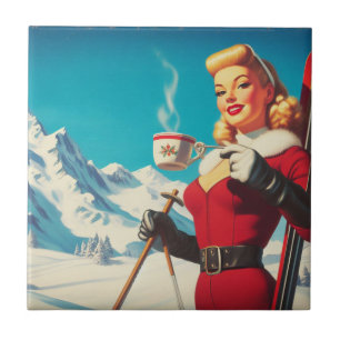 Vintages Wintermädchen Fliese