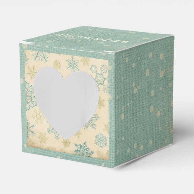 Vintages Winterschneeflocken gestreift, aquamarine Geschenkschachtel (Vorderseite)