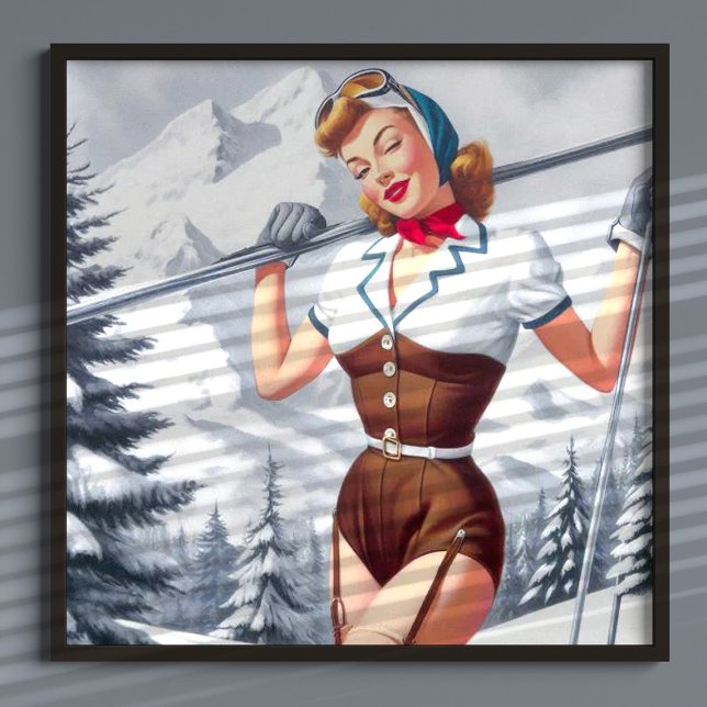 Vintages Winterski-Button Poster (Von Creator hochgeladen)