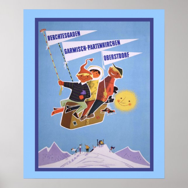Vintages Wintersportort Poster (Vorne)