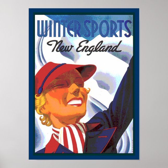 Vintages Wintersportort Poster (Vorne)