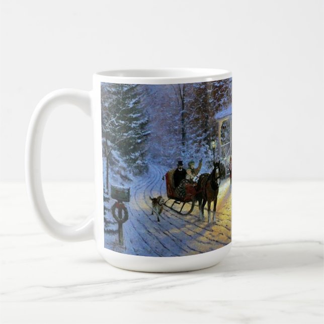 Vintages Winterstädter Weihnachtspferd gezeichnet  Kaffeetasse (Links)