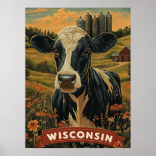 Vintages Wisconsin Patriotische Geisteshaltung Poster