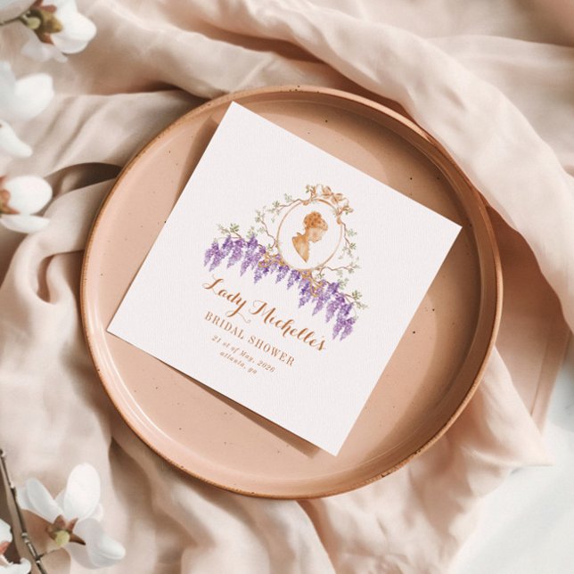 Vintages Wisteria Floral Regency Brautparty Serviette (Von Creator hochgeladen)