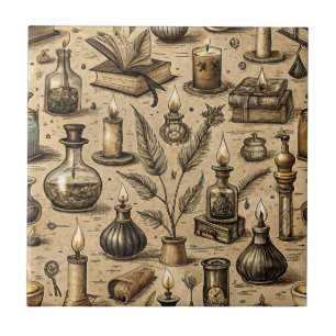 Vintages Witchcraft Books & Candles Muster Fliese