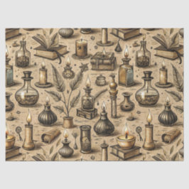 Vintages Witchcraft Books & Candles Muster Seidenpapier