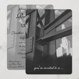 Vintages Wolkenkratzer-Gebäude, Party für die Alte Einladung