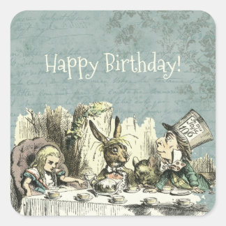 Vintages Wonderland Tee Party Quadratischer Aufkleber