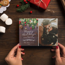 Vintages Wood Happy Holidays Foto