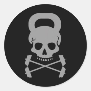Vintages Workout für den Skull-Designer für Kettle Runder Aufkleber